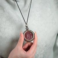 Colgante de dragón del zodiaco con gastos de fantasma de montaña de cinabrio mineral Original, collar Tangka para hombres y mujeres - details 2