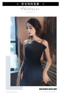 【1748 personas elogiaron】 Mini vestido negro francés nuevo de alta gama para adultos con temperamento de banquete de alta sociedad - details 9