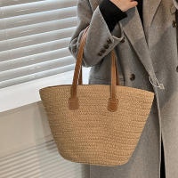 Bolso de viaje con asa superior para mujer, bolsa Bohemia de paja tejida de gran capacidad para verano - details 7