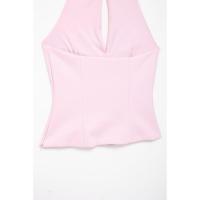 BUNO-Chaleco con lazo y espalda descubierta para mujer, Top calado sin mangas con cuello Halter, falda ajustada elegante, camisetas sin mangas femeninas Y2k, Top corto para oficina - details 9