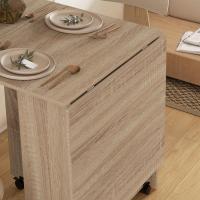 Mesa Plegable de Comedor Mesa de Cocina Plegable con Ruedas Alas Abatibles y Estantes para 4-6 Personas 75x140x74 cm Cemento Gris - details 25