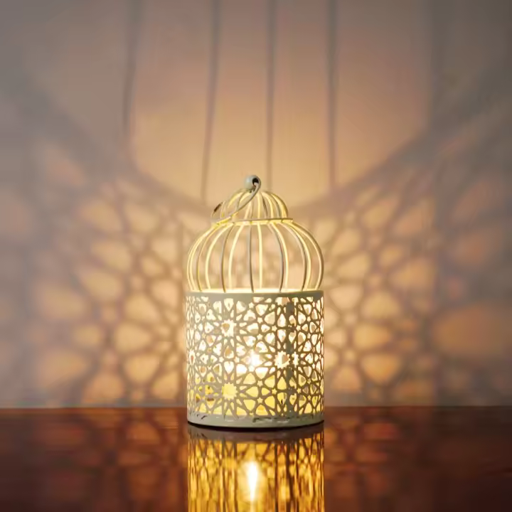 Candelabro romántico colgante con forma de jaula para pájaros, candelabro hueco resistente y duradero, mesa de soporte para aromaterapia de hierro forjado - 1