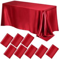 Vino rojo imitación seda satén boda sólido Rectangular banquete Rable té mantel mantel - details 1