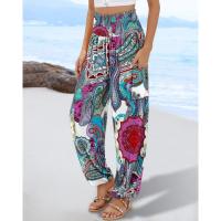 2025 Europa Y Los Estados Unidos Nuevo, Primavera Y Verano Señoras Suelta De Cintura Alta Impreso Pantalones Casuales Mujer - details 14