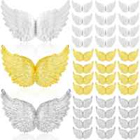 Minialas de Ángel de plástico para manualidades, 36 piezas, 3D, parches de adorno de ala blanca, para decoración de fiesta, artesanía DIY y Utilería de boda - details 0