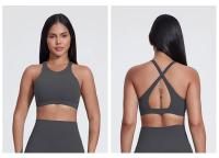 SHINBENE-Sujetador deportivo de cuello alto para entrenamiento, sostén con relleno cruzado en la espalda, ideal para Yoga - details 8