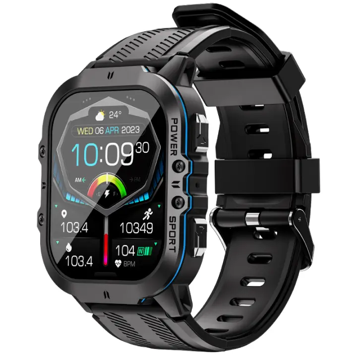 Reloj inteligente militar SANLEPUS para hombre, reloj inteligente con pantalla AMOLED de 1,96 ", resolución 410*502, llamadas Bluetooth, notificaciones, - 1