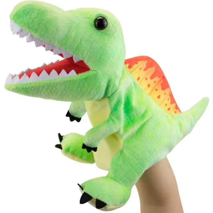 Juguete de peluche de dinosaurio de boca abierta, marioneta de dedo de rendimiento, Tiranosaurio rex, accesorios interactivos - 1