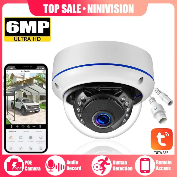 Cámara de Vigilancia Inteligente TUYA APP Smart Life Home Visión Nocturna, Audio en Tiempo Real, H.265 6Mp, Impermeable, Metal - 1