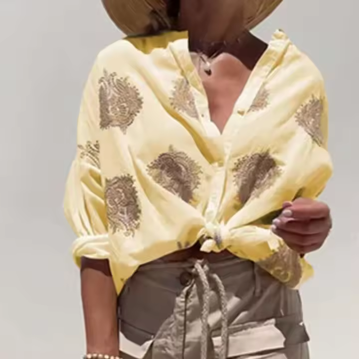Camisa estampada en 3D para mujer, blusa holgada informal de manga larga con botones para otoño e invierno, 2024 - 1