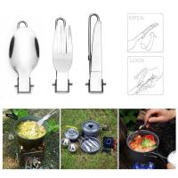Juego de cubiertos portátiles de acero inoxidable, cubiertos plegables para acampar al aire libre, viajes, Picnic, cuchillo, cuchara, tenedor, vajilla, 3 piezas por juego - details 3