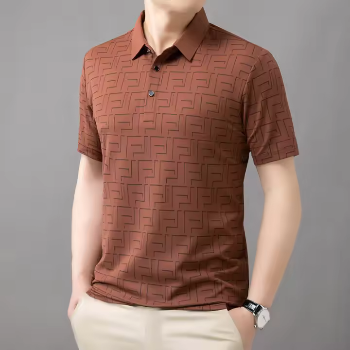 Polo de Moda de Verano para Hombres Alta Gama, Estampado, Manga Corta, Transpirable, Doble Apertura - 1