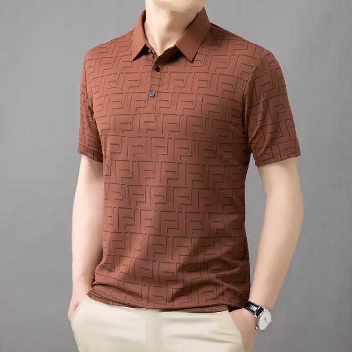 Polo de Moda de Verano para Hombres Alta Gama, Estampado, Manga Corta, Transpirable, Doble Apertura - 1