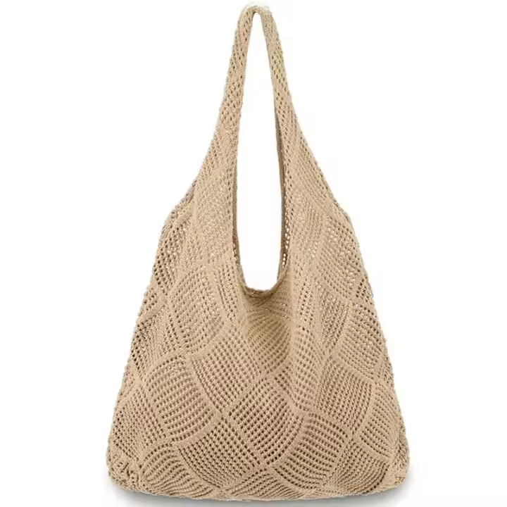 Bolsos de ganchillo para mujer, bolsos de mano de punto calados Hippie estéticos de playa de verano para mujer, bolso de hombro, mochila de lujo de alta gama - 1