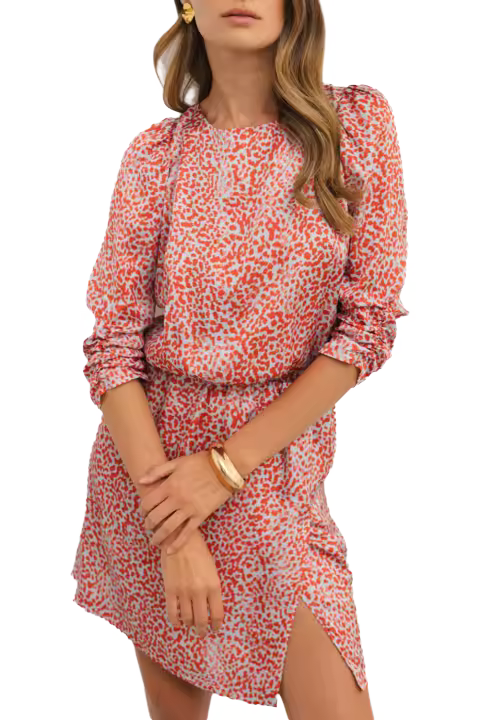 Elrachen Mini vestido de mujer con estampado de leopardo y espalda ahuecada, rojo tomate, tallas S-XL - 1