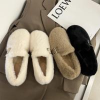 Mocasines planos de piel para mujer, zapatos cortos de felpa, cálidos, de algodón, informales, para caminar, de diseñador, nueva tendencia, Invierno - details 6