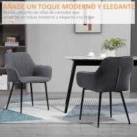 Pack de 2 Sillas de Comedor Sillas Decorativas Tapizadas en Lino Sillas de Cocina con Respaldo Reposabrazos y Patas de Metal para Salón 59,5x56,5x81 cm - details 13