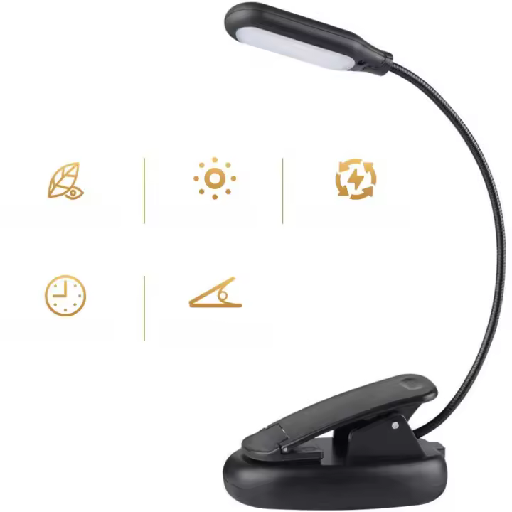 Lámparas de mesa, luz de libro recargable, lámpara de lectura LED, diseño con Clip - 1