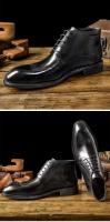 Zapatos con cordones transpirables de corte alto para hombre, botas de cuero italiano para hombre, zapatos - details 4