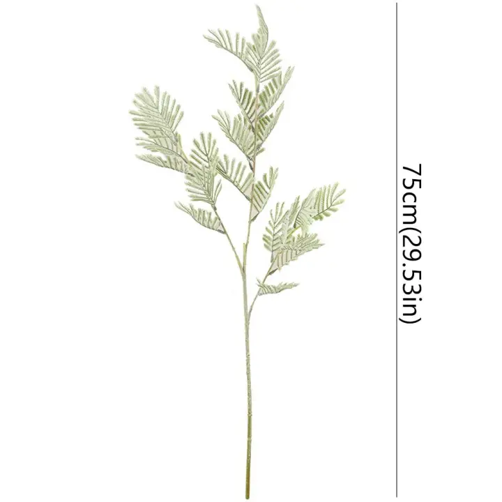 Decoración de jarrón DIY, rama de Mimosa Artificial de 75cm, elegante planta de Mimosa de simulación de lujo hecha a mano, tienda de flores falsas, decoración de Hotel - 1