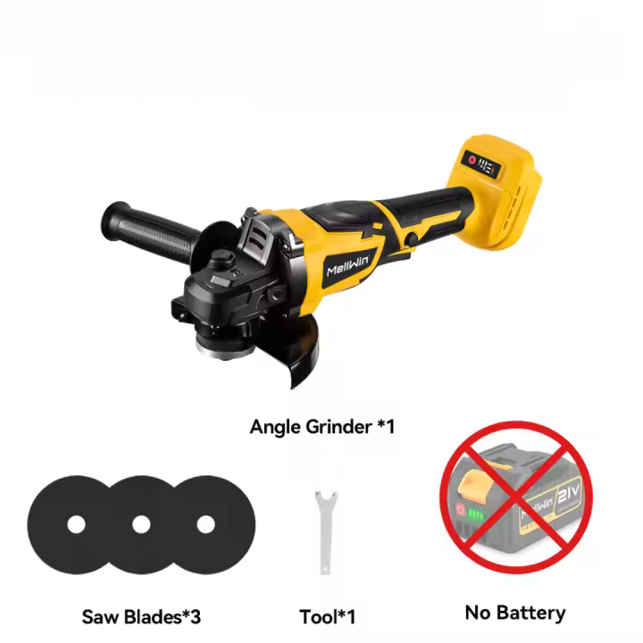 MELLWIN M14 amoladora angular eléctrica sin escobillas, 3 engranajes, 125MM, pulidora de carga inalámbrica, herramienta eléctrica para juego de pines de batería Makita - 1