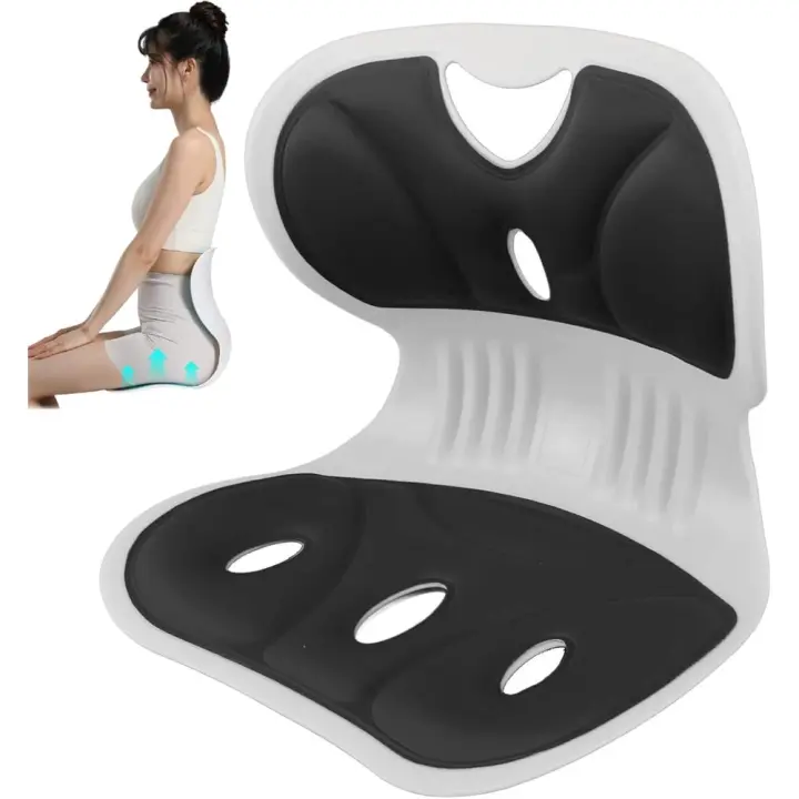 Silla correctora de postura, silla de corrección de postura portátil Silla ergonómica para corregir la postura sentada, corrige la postura y alivia el dolor de espalda y lumbar, cojín de - 1