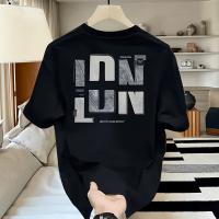 Camiseta Casual de Algodón para Hombres Manga Corta, Impresión de Letras Audaces, Diseño Suelto, Cuello Redondo, Estilo Jersey, Lavable en Máquina, Adecuada para Uso Diario y Casual - details 2