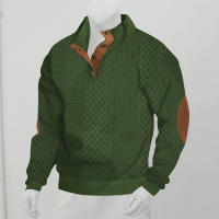 New Autumn/Winter Men's Outdoor Leisure Button Stand up Neck Spliced Loose Colored Sports Sweater Trend Men's Sweater Tops - details 12