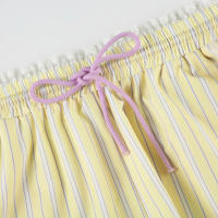 Pantalones cortos básicos cómodos e informales sueltos con botones de cintura elástica tejidos a rayas de verano para mujer - details 76