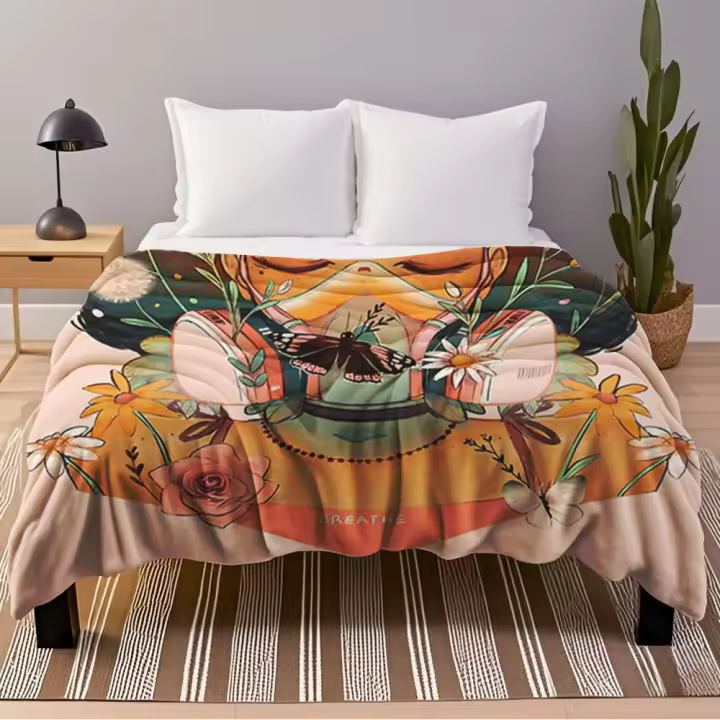 Manta de franela para estaciones de transición, bonito Robot grande, 20 fundas de cama, manta Vintage Floral que absorbe la humedad - 1