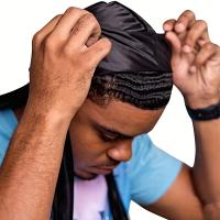 Gorro de seda Durag para hombre, Bandana sedosa Du Rag Doo Rag, gorro con ondas de cola larga - details 3