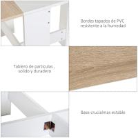 Mesa Plegable Moderna de Comedor Diseño Compacto con 2 Alas Abatibles Madera 103x76x73,5cm - details 5