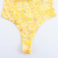 Mono de Malla de Seda con Estampado Americano para Mujer Traje Sexy Ajustado con Cuello en V y Cuello Colgante Novedad de Verano - details 8