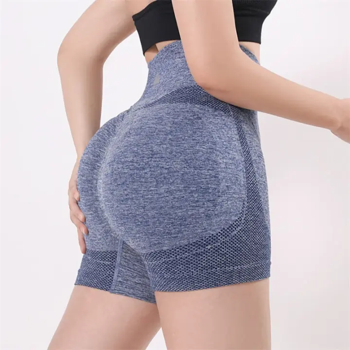 Pantalones cortos de Yoga de cintura alta para mujer, ropa deportiva para Fitness, levantamiento de glúteos, gimnasio, correr - 1