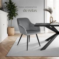 Silla Tapizada en Terciopelo, Sillas de Comedor Ergonómicas y Versátiles, Gran Estabilidad y Capacidad de Carga, Sillas Cocina Elegante - 1 Silla Gris/Negro - details 2