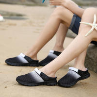 Verano pareja de hombres y mujeres cambia gradualmente sandalias de gran tamaño zapatillas de malla casual agujero zapatos de playa media zapatillas - details 5