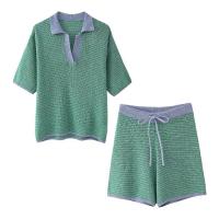 Conjunto de Moda para Mujer OUWU Camisa con Cuello de Raya y Pantalones Cortos Elásticos - details 7