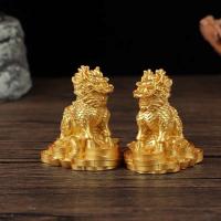 Estatua de la bestia del Dios Qilin, Fengshui Kylin Chi-lin Qilin de cobre chino, para decoración del hogar, 1 par - details 14