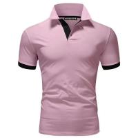 Polo de manga corta ajustado para hombre, camisa de cuello suave y sólido, trabajo, Golf, senderismo, informal, azul marino/blanco - details 23