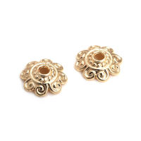 50 Uds. De cuentas redondas de latón de Color dorado de 18K, tapas de hojas de árbol y flores, suministros para hacer cuentas de joyería, accesorios Diy - details 8