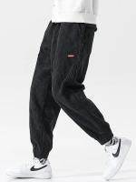 Pantalones de chándal holgados de pana para hombre, pantalones bombachos holgados deportivos de lana con tecnología informal de Color sólido para otoño e invierno, pantalones largos para hombre - details 2