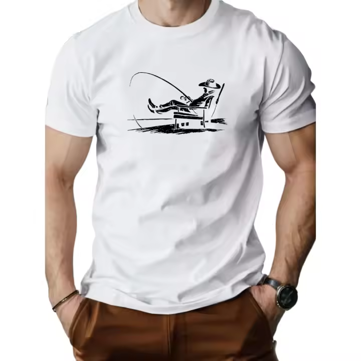 Camiseta Hombre Algodón 210g Pesca Relajado Estampado |   Cómoda lavable y transpirable |   Camiseta Casual 100% Algodón - 1