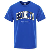 Camiseta holgada informal con letras de Brooklyn de Nueva York para hombre, Top 100% algodón, camiseta de Hip Hop de moda transpirable - details 8
