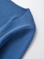 Suéter fruncido asimétrico de manga larga para mujer, Top de punto con botón frontal, prendas de punto elegantes a la moda, azul y marrón, otoño - details 6