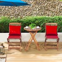 Set de Bistró con 3 Piezas Plegables, Mesa y Sillas Terraza de Madera de Acacia con 2 Cojines Acolchados Extraíbles, Muebles de Exterior para Patio Jardín Veranda Balcón (Rojo) - details 7