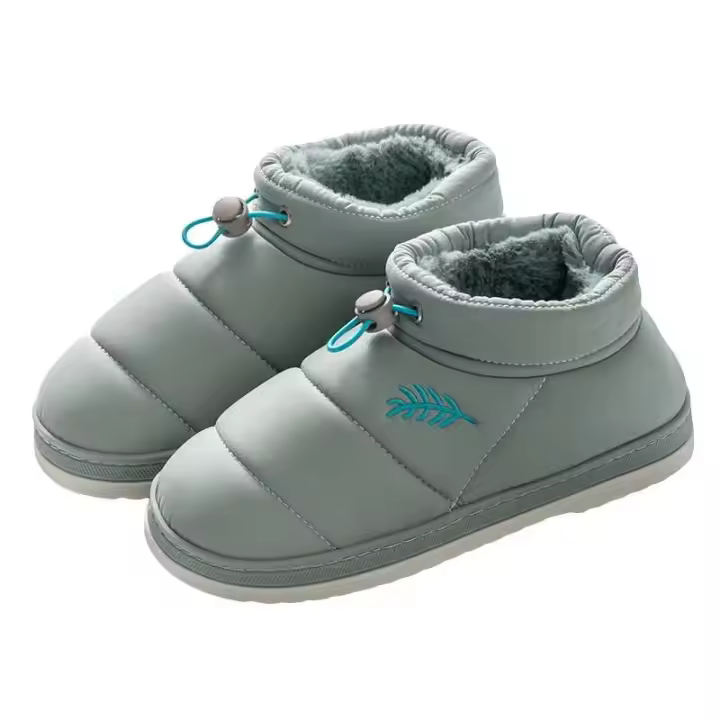 Nuevas botas de nieve impermeables para niños, zapatos de invierno de corte bajo a la moda para mujer, adornos navideños de felpa - 1