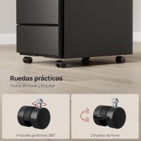 Archivador Móvil con Cerradura Cajonera con Ruedas para Archivos A4 Mueble Archivador Metálico para Oficina Blanco SK024ws - details 13