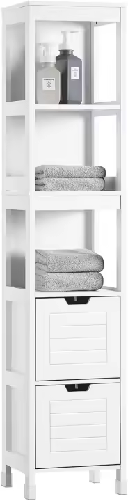 Armario de Baño Estrecho Moderno Diseño Nórdico Compacto con 3 Estantes y 2 Cajones - 1