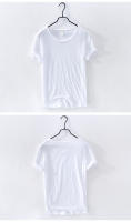 Retro Raw Edge T-Shirt for Men, 100% Cotton, Lightweight,Breathable,Slim-fit, Monochromatic, O-Neck, Casual Basic Top - details 3