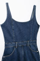 Vestido Vaquero Retro Sin Mangas Ajustado con Cintura Invertida Minivestido Informal de Moda para Mujer de Otoño de China Continental - details 2